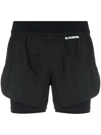 JIL SANDER LOGO-PRINT LAYERED SHORTS