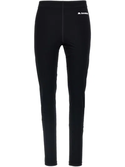 Jil Sander Black Leggings With Printed Waistband