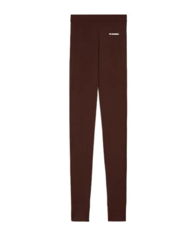 Jil Sander Logo-print Leggings In Brown