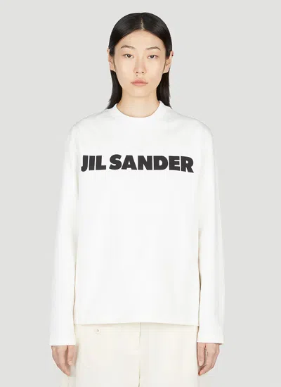 Jil Sander Logo Print Long Sleeve T-shirt In Cream