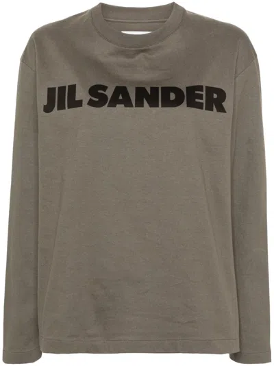 Jil Sander Logo-print Long Sleeve T-shirt In Green