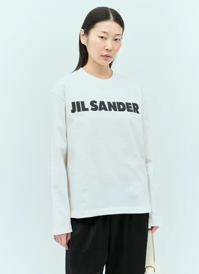 Jil Sander Logo Print Long-sleeve T-shirt In White