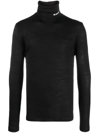Jil Sander Logo-print Roll-neck Jumper In Black