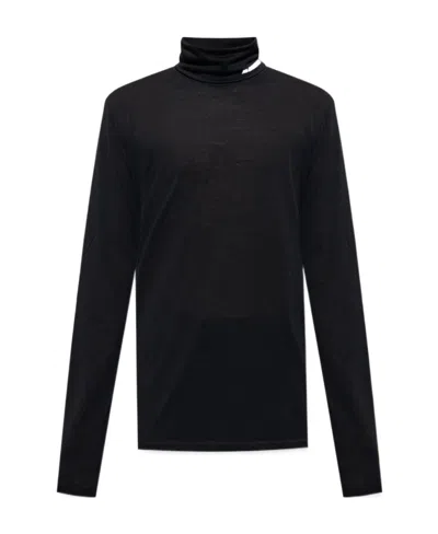 Jil Sander Logo-print Roll-neck Jumper In Black