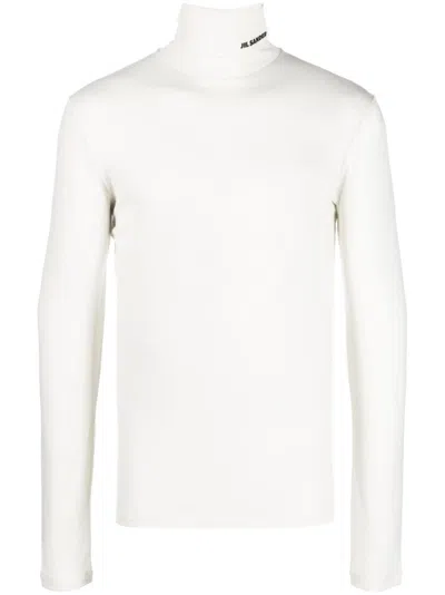 Jil Sander Logo-print Roll-neck Jumper In White