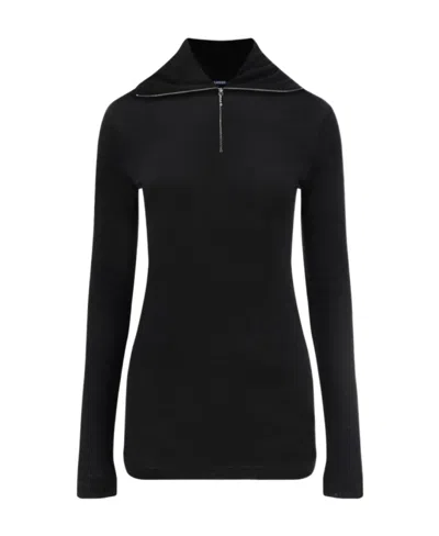 Jil Sander Logo-print Roll-neck Knitted Top In Black