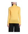 Jil Sander Slim Fit Silk Turtleneck Top In Yellow