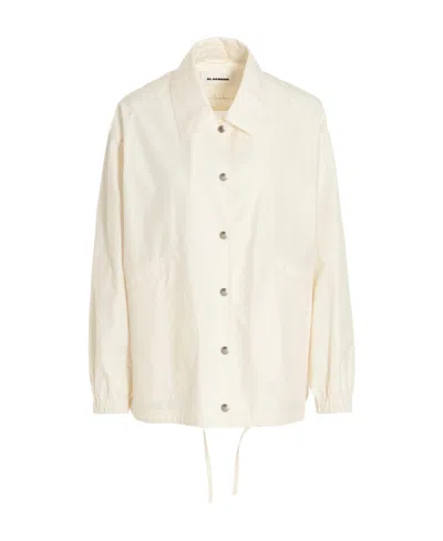 JIL SANDER JIL SANDER LOGO-PRINTED DRAWSTRING SHIRT JACKET