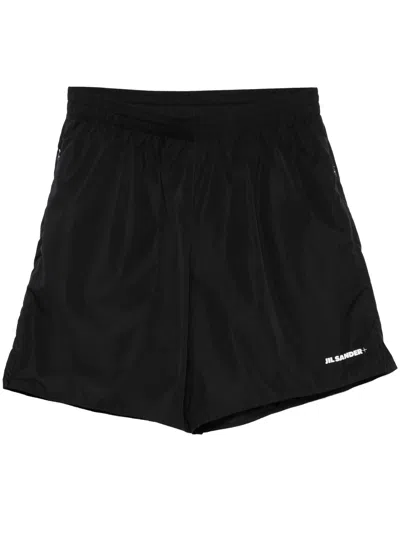 Jil Sander Logo Print Shorts In Black