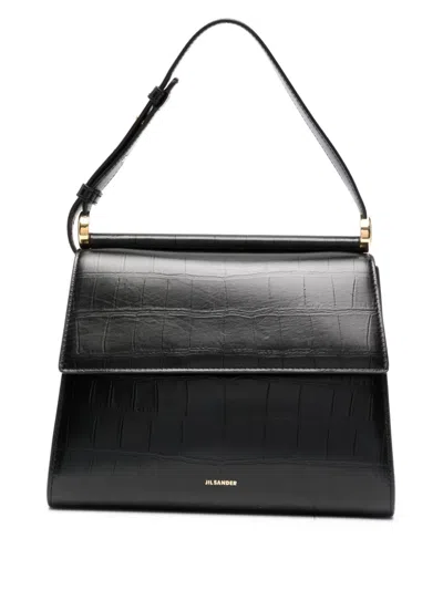 Jil Sander Logo-print Shoulder Bag In Black
