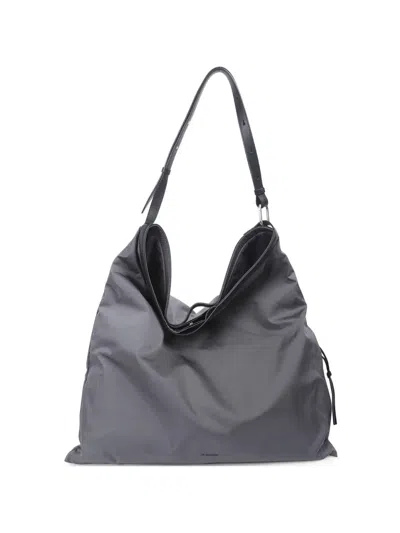 Jil Sander Logo-print Shoulder Bag In Gray