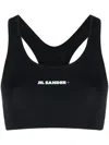Jil Sander Black Sports Bra With Logo Lettering On The Front In Tech Fabric Stretch Woman In Schwarz