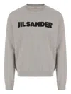 Jil Sander Grey Crewneck Logo Sweatshirt In Gray