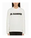 Jil Sander Crew Neck Long Sleeves T-shirt With Ribbed Collar And Printed Logo On The Front Clothing In White