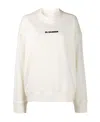 Jil Sander Crew Neck Long Sleeve Boxy Fit Printed Logo Sweatshirt In White