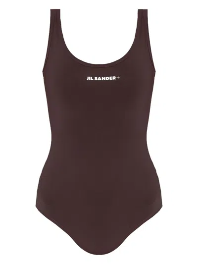 Jil Sander Logo-print Swimsuit In Brown