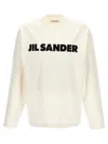 Jil Sander Men White Crewneck Sweatshirt With Contrasting Logo Print At The Front In Cotton Man