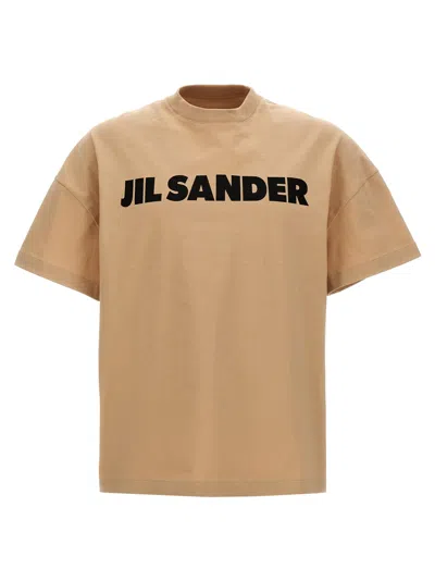 Jil Sander Logo Print T-shirt In Beige