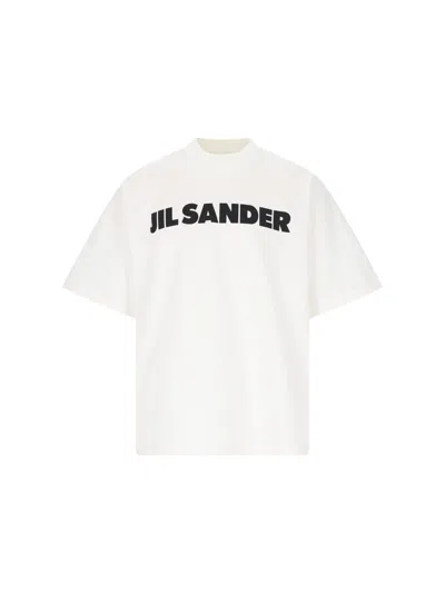 Jil Sander Logo Print T-shirt In Bianco
