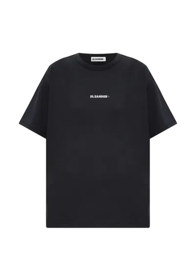 Jil Sander Stretch Polyester Crew Neck Short Sleeve T-shirt In Black