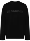 Jil Sander Men Black Long Sleeve T-shirt With Front Logo Print In Cotton Man In Black