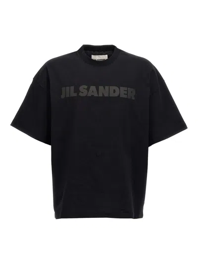 Jil Sander Cotton Jersey Logo T-shirt In Black
