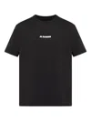Jil Sander Men Black Crewneck T-shirt With Logo Lettering On The Front In Cotton Man