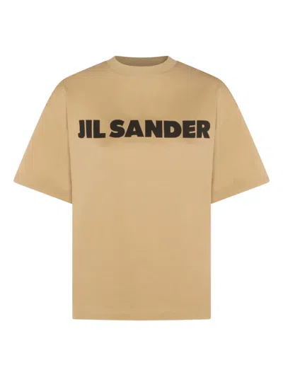 Jil Sander Ss Logo Chest Print Dark Sand T-shirt In Beige