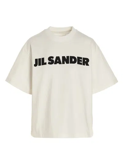 Jil Sander Logo Print T-shirt In White/black