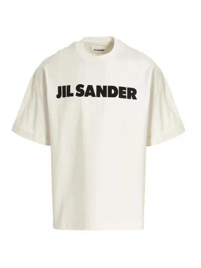 Jil Sander Logo Print T-shirt In White/black