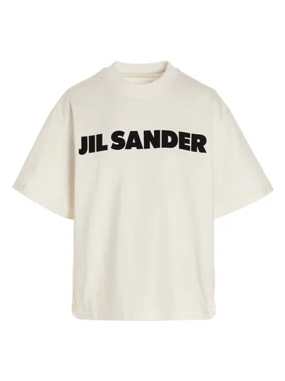 Jil Sander Logo Print T-shirt White/black In Neutral