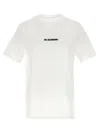 Jil Sander White T-shirt With Short Sleeves And Contrasting Logo Print In Cotton Man In White/black