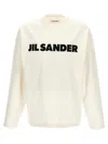 Jil Sander Men White Crewneck Sweatshirt With Contrasting Logo Print At The Front In Cotton Man In White/black