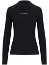 Jil Sander Long-sleeved Tech Fabric Top With Printed Logo In Black