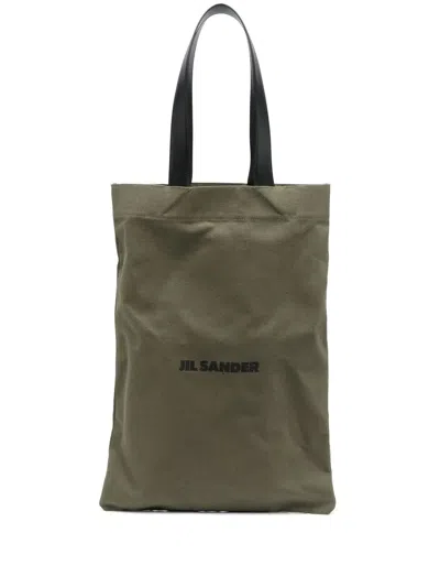 Jil Sander Logo-print Tote Bag In 绿色