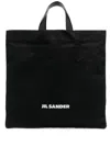Jil Sander Black Canvas Shopping Bag In Black
