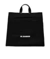 Jil Sander Medium Double Leather Top Handle Tote Handbag In Black