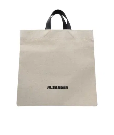 Jil Sander Borsa Shopping In Tela Sabbia Donna In Brown