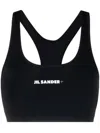 Jil Sander Black Sports Bra With Logo Lettering On The Front In Tech Fabric Stretch Woman In Schwarz