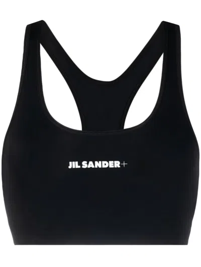 Jil Sander Logo-print Training Sports Bra In Schwarz