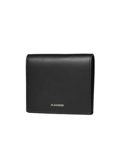 Jil Sander Calf Leather Wallet With Printed Logo On The Front In Black
