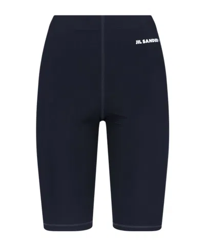Jil Sander Logo Printed Biker Shorts In Blue