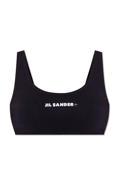 Jil Sander + Logo Printed Bikini Top In Black