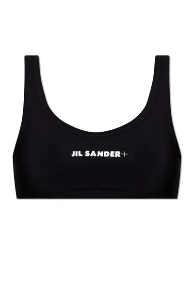 Jil Sander + Logo Printed Bikini Top In Black