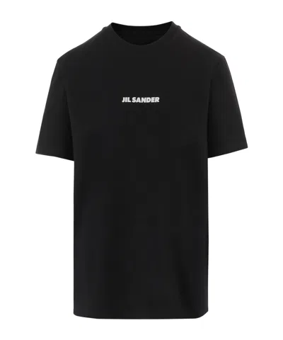 Jil Sander Logo Printed Crewneck T-shirt In Black