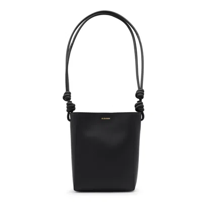 Jil Sander Logo Printed Knotted Shoulder Bag In Black