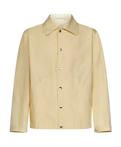 Jil Sander Logo Printed Long-sleeved Jacket In Yellow