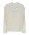 Jil Sander Crew Neck Long Sleeve Boxy Fit Printed Logo Sweatshirt In White