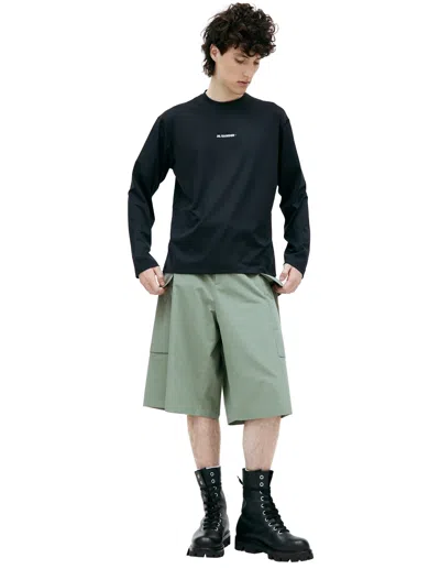 Jil Sander Logo Printed Longsleeve In Black