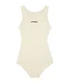Jil Sander Logo Printed One-piece Swimsuit In White